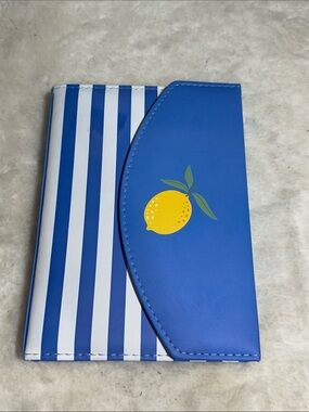 One design home faux leather bound blue and lemon journal